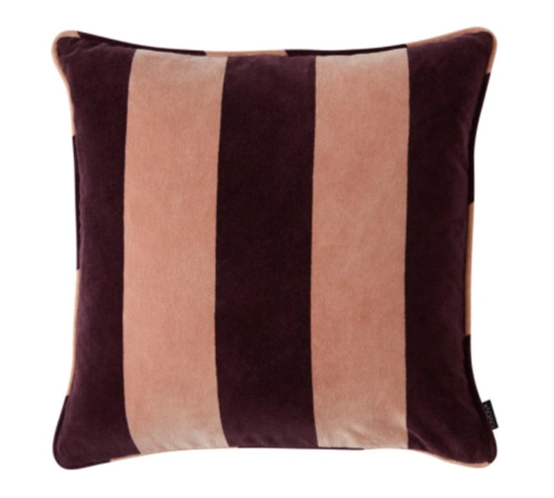 Deer Industries OYOY Velvet Decoration Cushion Confect in aubergine and rose. Decor for nursery, kids or teen room. 