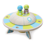 Deer Industries Kids Store Wooden Toy UFO with aliens. Great educational wooden toys for toddler boy and girl. Designed by Indigo Jamm. 