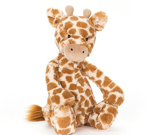 Deer Industries Soft Toy Jellycat Bashful Giraffe. Super soft and cute plush giraffe, great present for any child. Safari-themed nursery or kids bedroom.