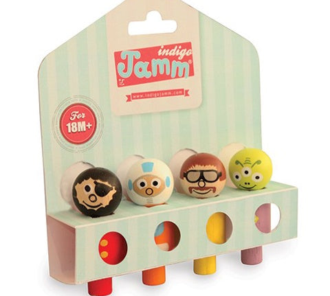 Deer Industries Wooden Toys Indigo Jamm. Wooden peg people set of family, great for imaginary play.