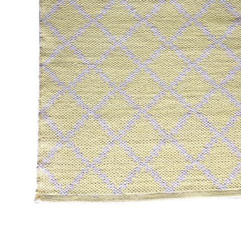 deerindustries deer cotton rugs geometric design in soft yellow colour. Decorate your nursery, kids bedroom, playroom or living room with this beautiful cotton carpet. 