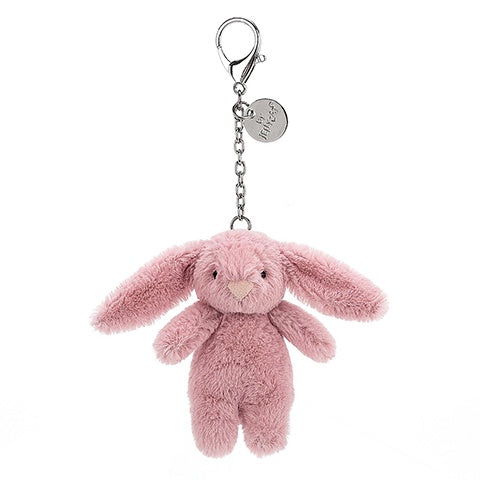 Deer Industries Kids Bag Charm Jellycat Bashful Bunny Tulip. Cute pink soft bunny soft toy bag charm for girl or mom present. 