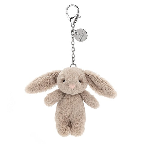 Deer Industries Kids Bag Charm Jellycat Bashful Bunny. Cute soft bunny soft toy bag charm for girl or mom present. 