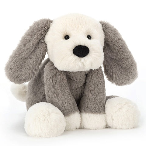 Deer Industries Jellycat soft toy Smudge Puppy. The softest puppy soft toy available. Which boy or girl would not like a baby dog? Great gender neutral gift for kids. Jellycat Singapore. 