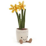 Deer Industies Soft Toy Jellycat Amuseable Daffodil. Plush bright yellow flower plant in pot. Great gift for kids and adults, decor for nursery and kids room. 
