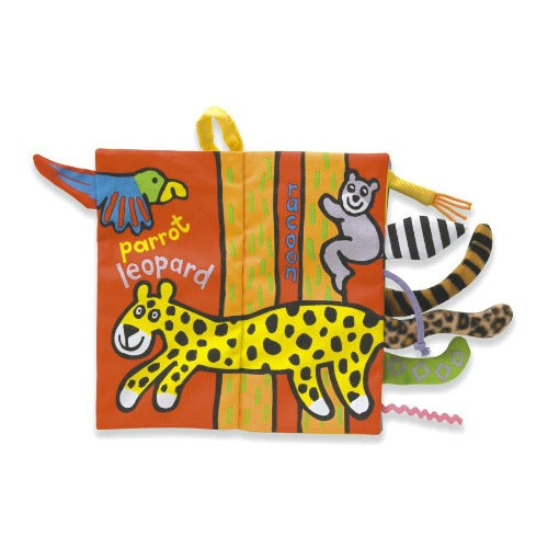 deerindustries kids lifestyle fabric toddler or baby book of jellycat jungly tails. Develop fine motor skills by playing with the tails of a elephant, giraffe, crocodile, tiger and all jungle friends in this beautiful colourful book. 