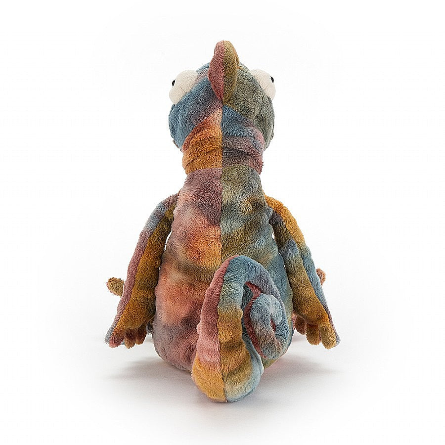 Deer Industries Jellycat Soft Toy Colin Chameleon. Plush multicoloured reptile soft toy. Great toddler or kids gift, boy or girl, this soft toy chameleon. Jellycat Singapore.