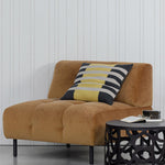 Deer Industries Lifestyle Furniture Store Singapore, Decorative Throw Cushion, Micky Cushion Stripe Cast Iron from Woood, Grey and Yellow Stripes Cushion