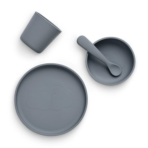 Deer Industries Kids Store Singapore, Kids Dinner Set Silicone Storm Grey, Jollein Dinnerware, Jollein Dinner Set, Gifts for Toddlers, Maternity Gifts, Dishwasher safe baby plate, baby cups, baby spoon