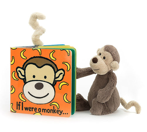 Deer Industries Jellycat Book If I were a monkey. Cardboard baby toddler book bedtime story.