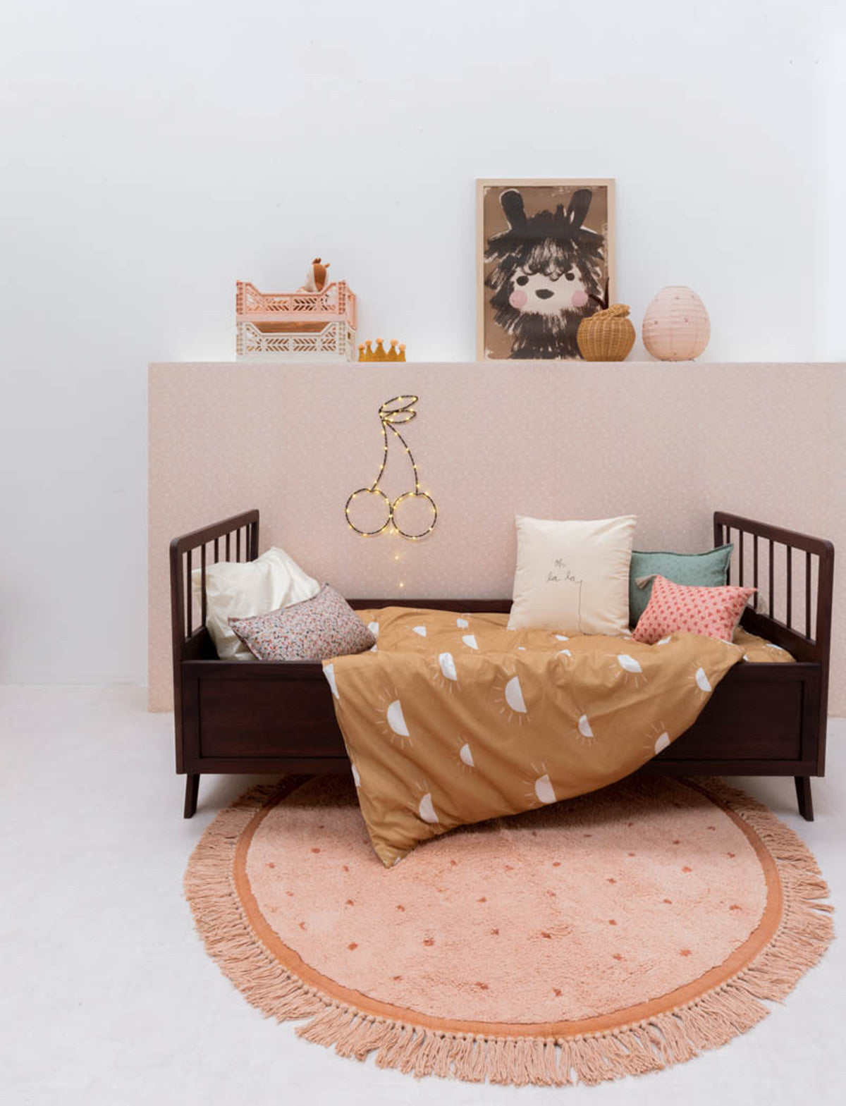 Deer Industries Rugs, Tapis Petit Kids Rug, Machine-washable rug for kids, nursery room rug, round pink rug with polka dots