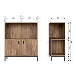 Deer Industries Lifestyle Furniture Store Singapore, Bookazine Low Bookcase Walnut, Low Bookcase with storage in dark wood with black metal legs