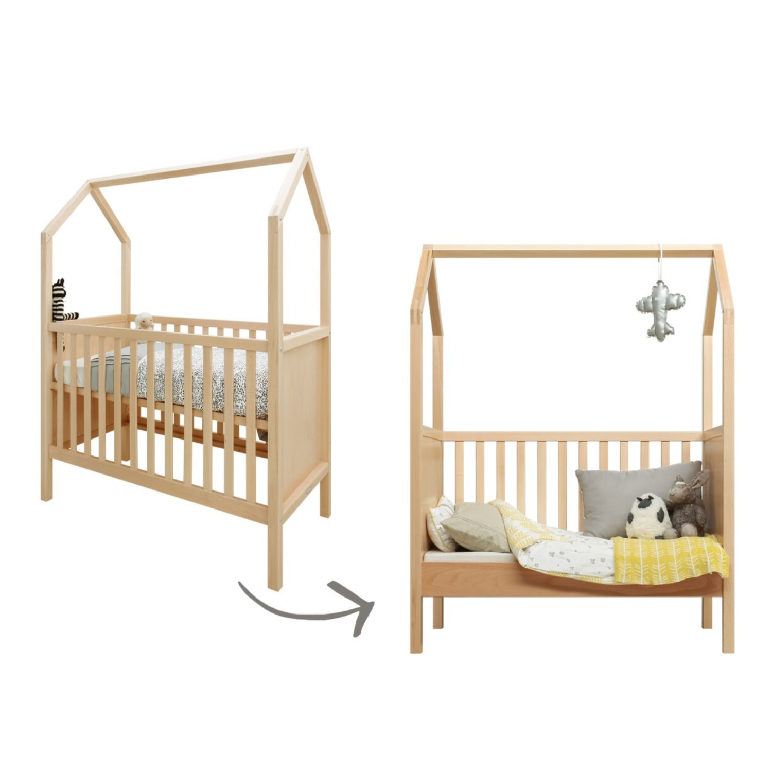 Deer Home & Kids, My First House Convertible Cot Bed, Natural Finish Baby Cot, Baby Furniture Singapore, Baby Nursery Singapore, Baby Cots & Cribs Singapore, In stock and readily available 