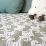Deer Industries Kids Baby Decor Store in Singapore, Swedish Linens, Sage Green Waves Baby Bedding, High quality baby bedding from Europe