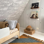 Deer Industries Rug, Tapis Petit Kids Rug, Machine-washable rug, ocher and blue stripe rug, boys room rug, kids rug singapore