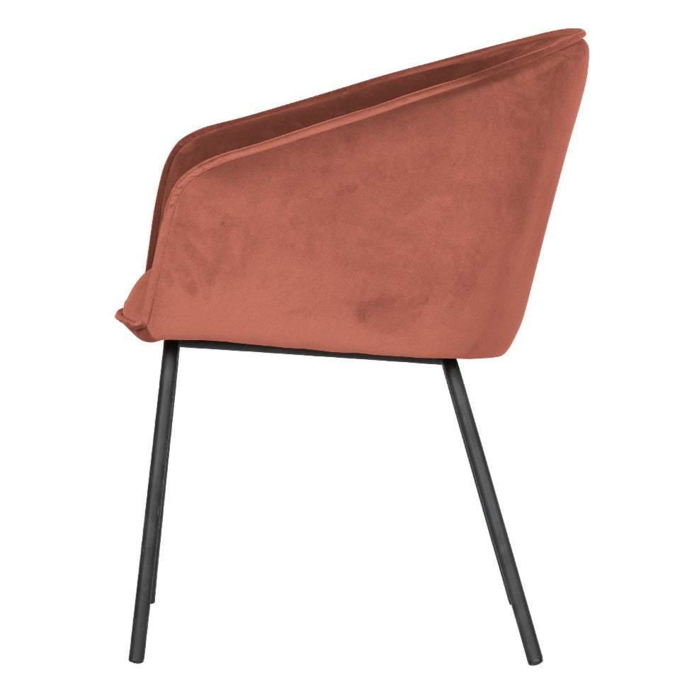 Deer Industries European Design Velvet Chair, Woood Raspberry Velvet Chair Sien, Pink Velvet Armchair with Black Legs