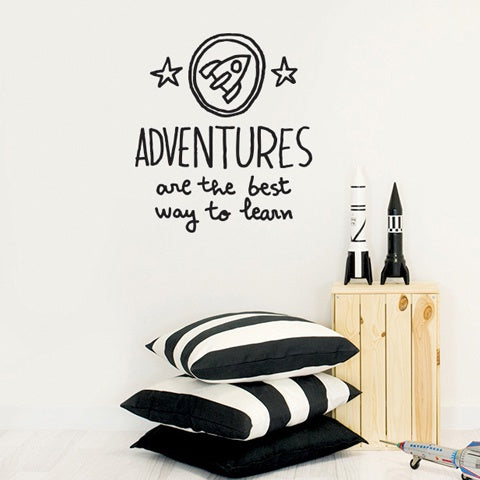 Deer Industries Wall Decal for Kids Chispum Adventures are the best way to learn wall decoration. Fun inspirational quote for kids. Gender neutral Kids coloured bedroom decoration.