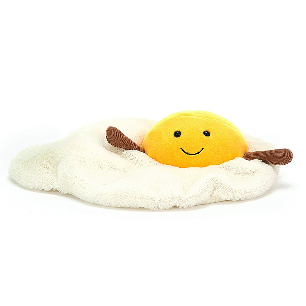Deer Industries Jellycat Soft Toy Amuseable Fried Egg. Egg soft toy sunny side up. Great gift for all egg-lovers, fun and soft. Jellycat Singapore.