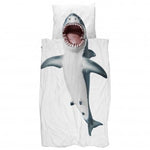 Deer Industries Kids Bedding Snurk Shark. Cool shark duvet cover single size and pillow case for girls room or any shark-lover.