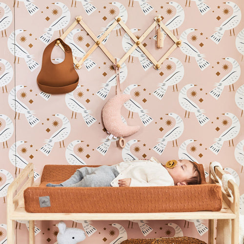 Deer Industries baby accessories, musical hanger moon pale pink, gifts for newborn girl, girl nursery room, baby girl toy