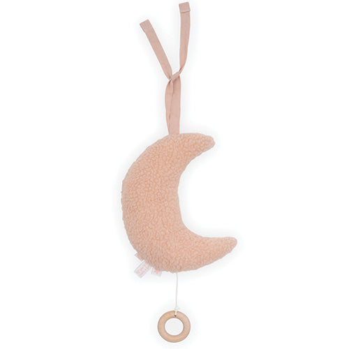Deer Industries baby accessories, musical hanger moon pale pink, gifts for newborn girl, girl nursery room, baby girl toy