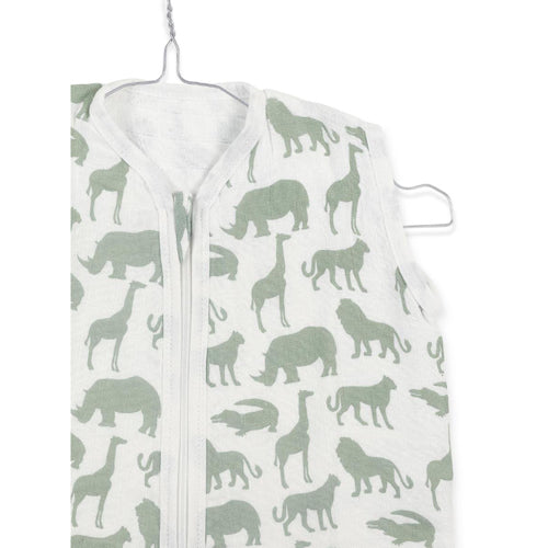 Deer Industries Kids & Baby Store Singapore, Baby Sleeping Bag Summer Hydrophyllic Safari Forest Green, Jollein Singapore, Baby sleeping bag for hot climate, green with animal prints