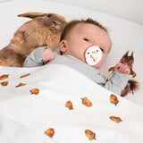 Deer Industries Baby Bedding, Cot Bedding Fitted Sheet Furry Friends, Rabbit & Squirrel Baby Bedding, Snurk Singapore