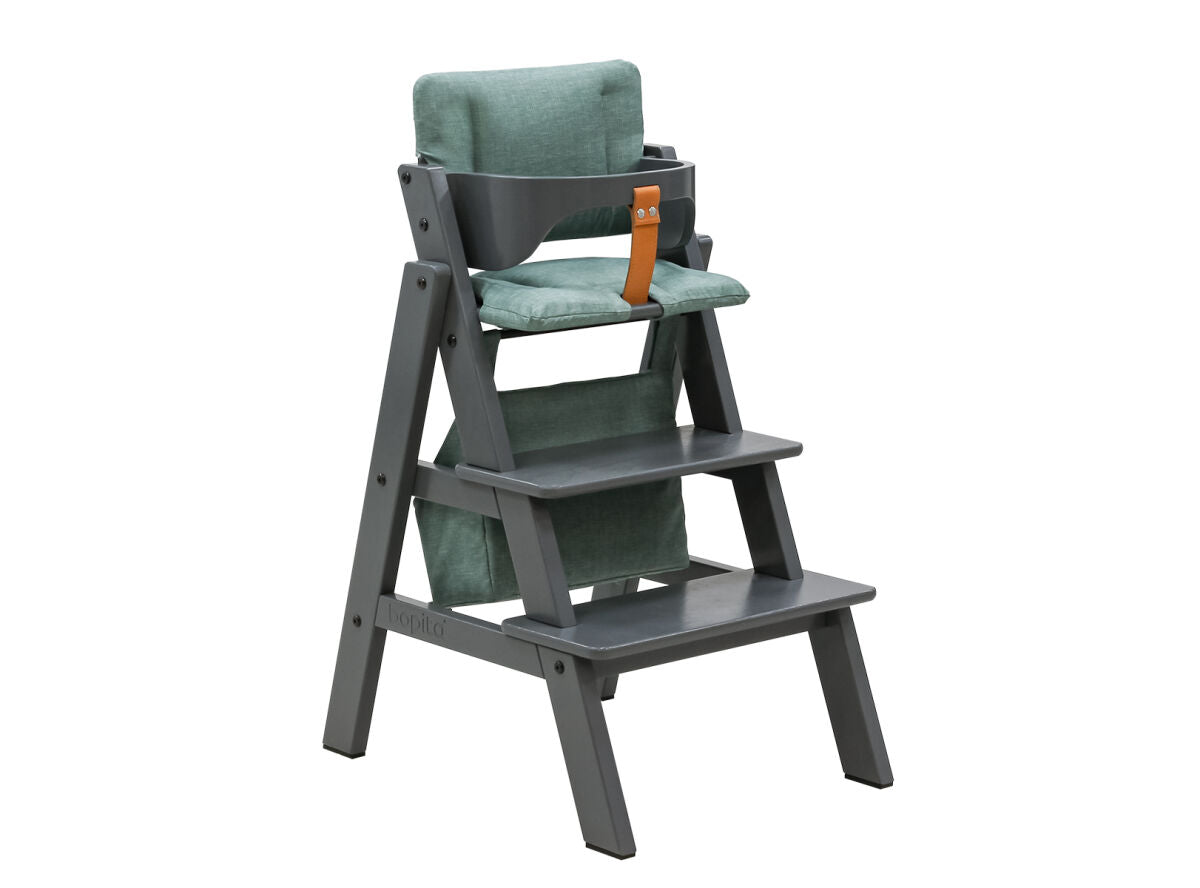 Deer Industries Lifestyle Store, Kids Furniture Store Singapore, Baby Furniture Store SG, Bopita Stully Deep Grey High Chair with Steps for Babies & Toddlers in Grey, High Chair with Cushion