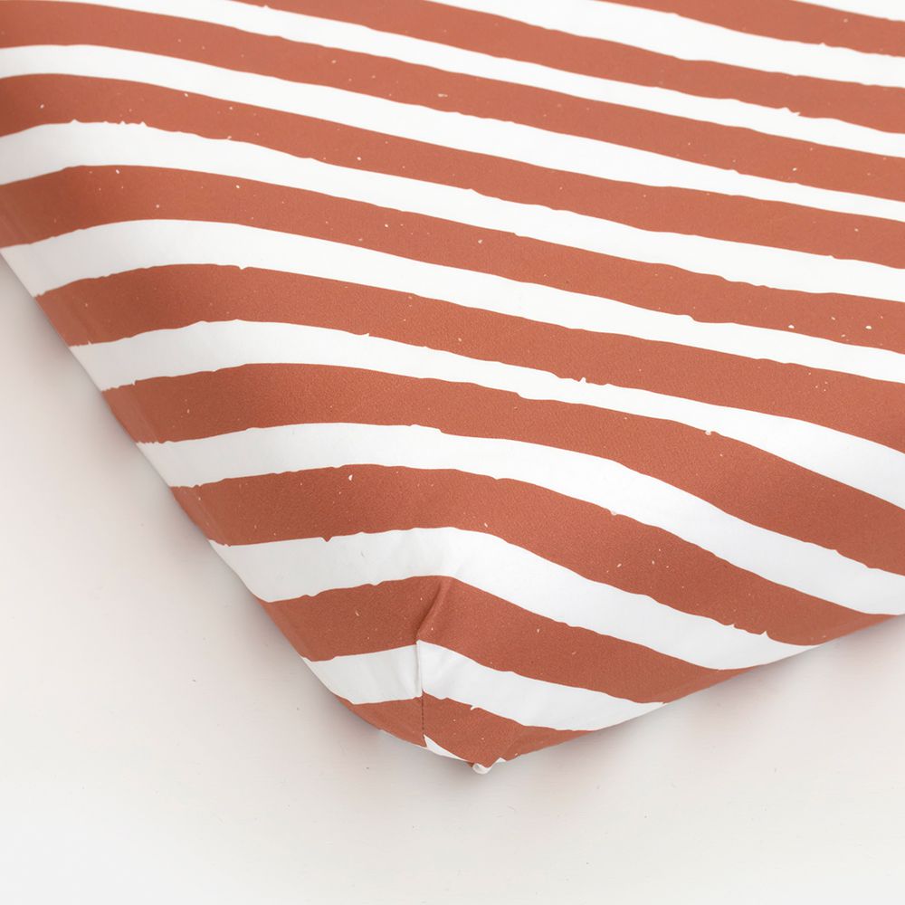 Deer Industries Single Bed Fitted Sheet Stripes Rust Brown, Teens Bedding, Kids Bedding