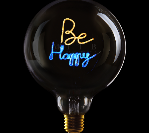 Deer Industries Home Decor Store Singapore, Message In The Bulb, Be Happy LED Filament Bulb, Birithday Gift Idea, Lightings Singapore, Ambient Lighting, Decorative Lighting, Neon Lights