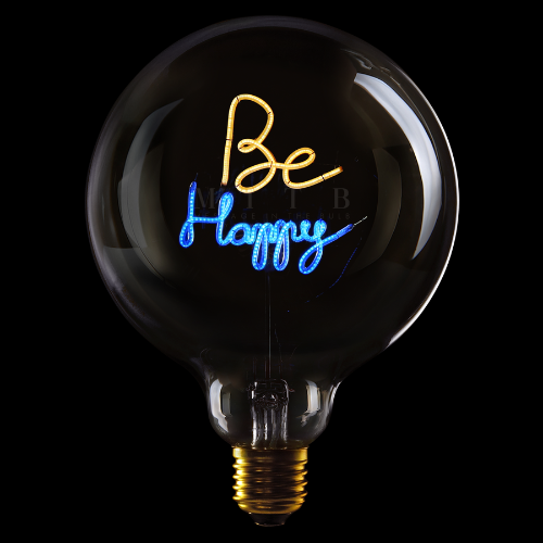 Deer Industries Home Decor Store Singapore, Message In The Bulb, Be Happy LED Filament Bulb, Birithday Gift Idea, Lightings Singapore, Ambient Lighting, Decorative Lighting, Neon Lights
