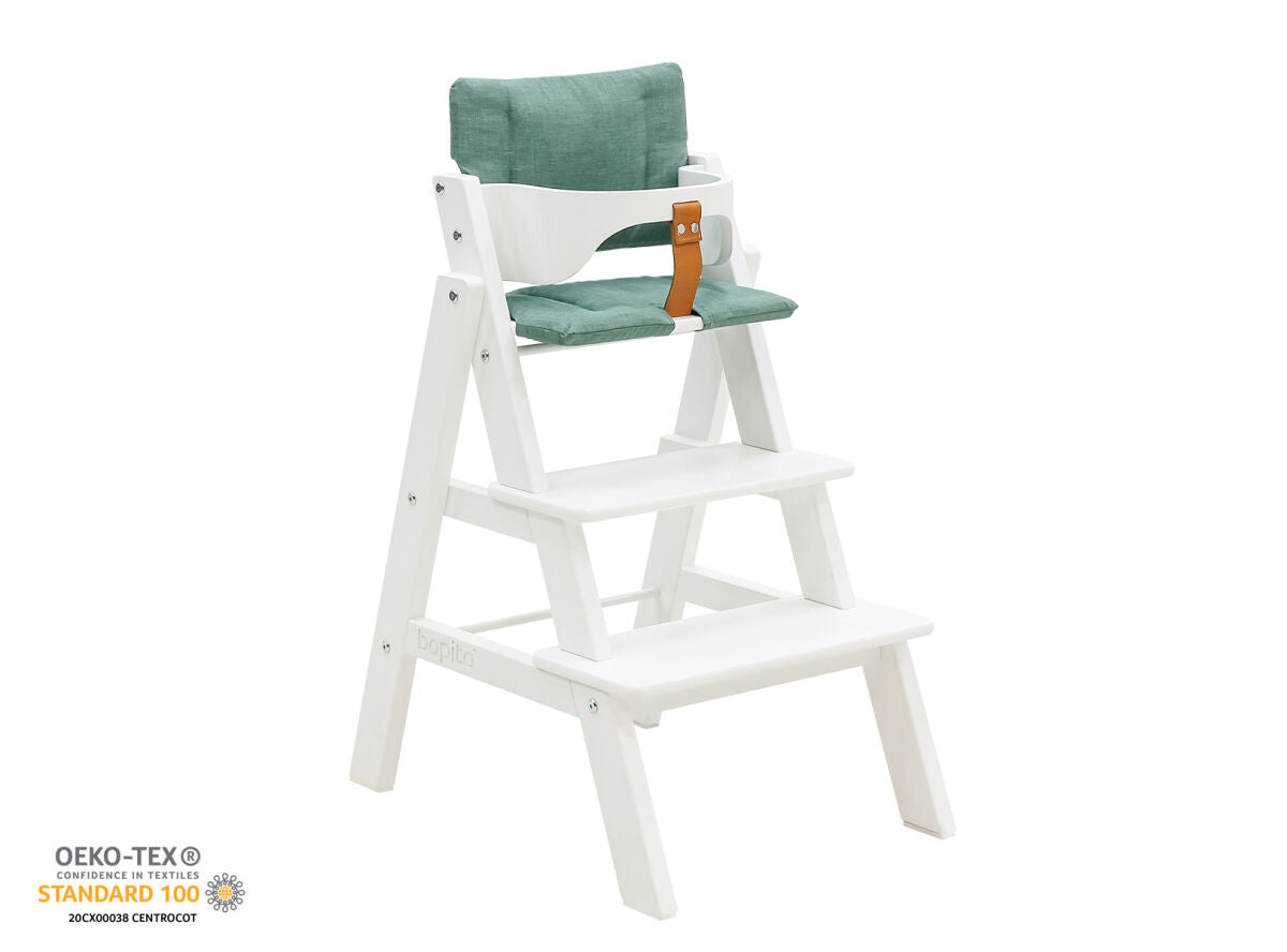 Deer Industries Lifestyle Store, Kids Store Singapore, Baby Store Singapore, European Kids Furniture Store SG, Bopita Stully High Chair Cushion set in Green, High chair with stairs