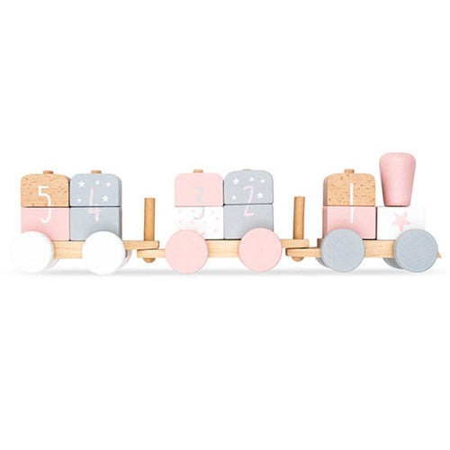 Deer Industries Toddler Toy, Wooden Toy Train Pink White, Jollein Wooden Toy train white grey, Number Wooden Toy Blocks Train, Toy Gifts for Toddlers, Toddler Toys online Singapore