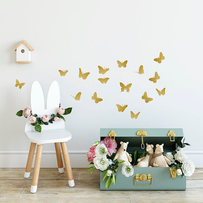 Deer Industries Kids Store, Kids Wall Decals, Kids Wall Decor, Wall Stickers Gold Butterfly, Pom Le Bonhomme, girls room decor ideas, butterfly decals