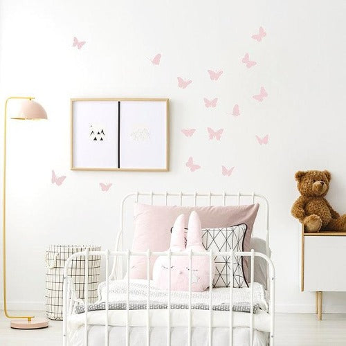 Deer Industries Kids Store, Kids Wall Decals, Kids Wall Decor, Wall Stickers Pink Butterfly, Pom Le Bonhomme, girls room decor ideas, butterfly decals, pink room decor