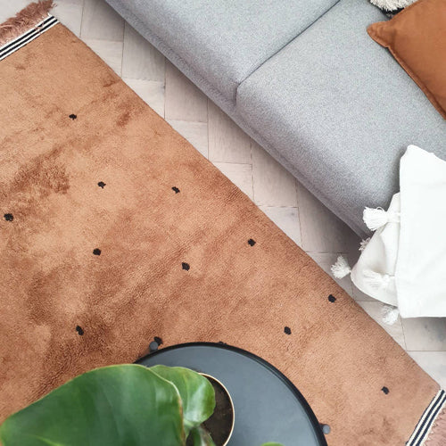 Deer Industries Kids Store Singapore, Rug Store Singapore, Semmie Dots Rug Tapis Petit, Tapis Petit Singapore, 120 x 170 rug, warm orange rug with black dots, kids rugs Singapore