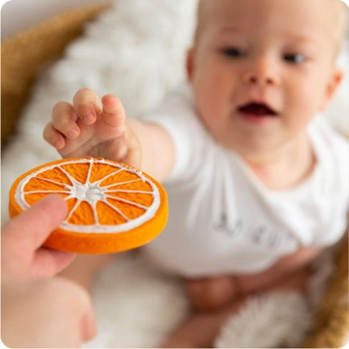 Deer Industries Kids Store, Oli & Carol Clementino The Orange, Fruit Baby Teether & Toy, shop baby toys online, sutainable baby toys