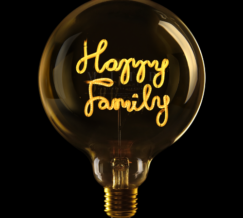 Deer Industries Singapore, Message In The Bulb Singapore, Happy Family LED Filament Bulb, Neon Lighting, Decorative Lighting Living Area, Home Decor Lighting, Decor Accessories, shop Gift idea singapore