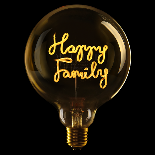 Deer Industries Singapore, Message In The Bulb Singapore, Happy Family LED Filament Bulb, Neon Lighting, Decorative Lighting Living Area, Home Decor Lighting, Decor Accessories, shop Gift idea singapore