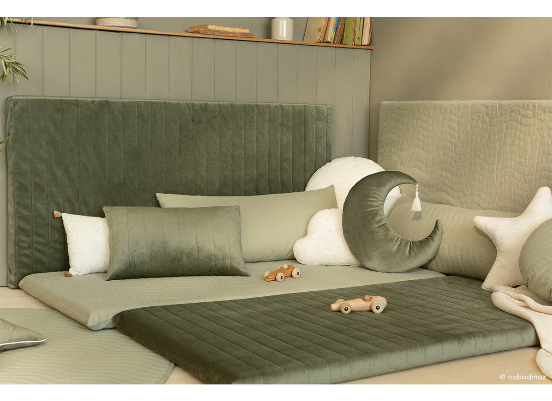 Deer Industries, Nobodinoz Singapore, Zanzibar Mattress Olive Green, 60 x 120 mattress, velvet mattress, velvet floor mattress