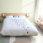 Deer Industries Snurk Duvet Cover Crane Birds, Bedding for Kids, Gender Neutral Kids Bedsheet, Colorful Duvet Cover