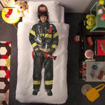 Deer Industries Kids bedding Snurk Duvet cover Firefighter Single size and queen size, 100% cotton. Boys bedroom decoration. Be a super hero as a fire fighter. 