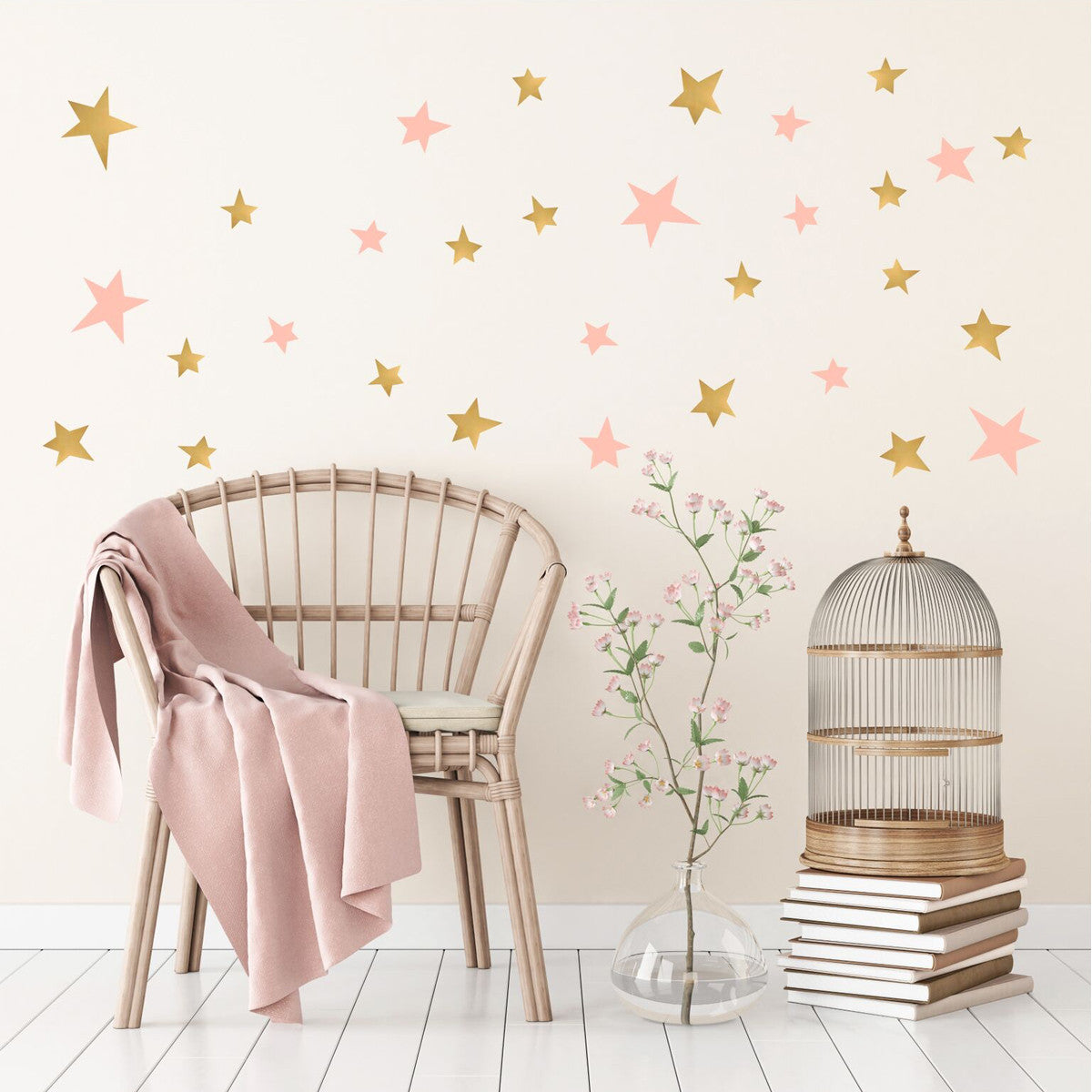 deer industries kids lifestyle bedroom wall decor wall decals pom stars gold rose pink