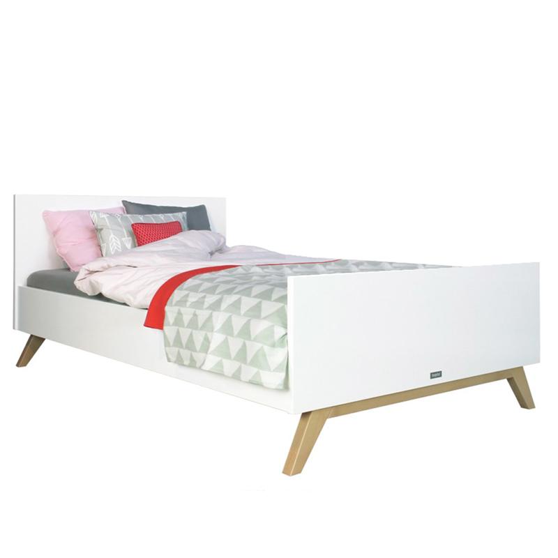 deerindustries kids furniture bedroom collection Bopita Lynn twin size bed for teenager white in combination with natural wood