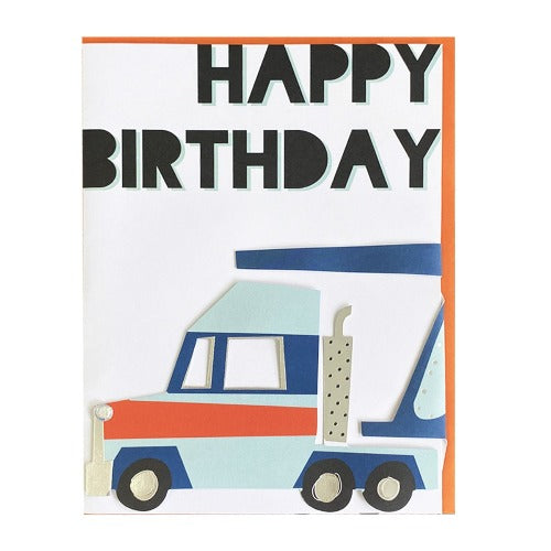Deer Industries Partyware, Meri Meri Birthday Card, Transporter Car Card, Happy Birthday Card for boys