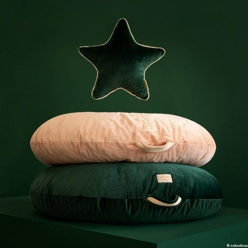 Deer Industries Decorative Cushion, Nobodinoz Cushion Aristote Velvet Jungle Green, Star Cushion, Kids Room Decor