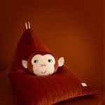 Deer Industries Decorative Cushion, Nobodinoz Singapore, Nobodinoz Monkey Cushion, Velvet Cushion for Kids, Kids Room Decor