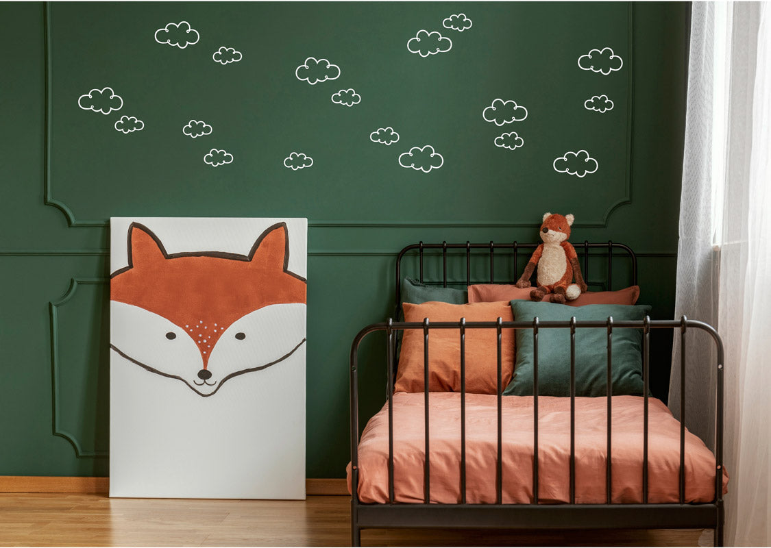 Deer Industries Pom Wall Stickers Open Cloud White, Decorative Wall Decals, Kids Room Decor Accessories