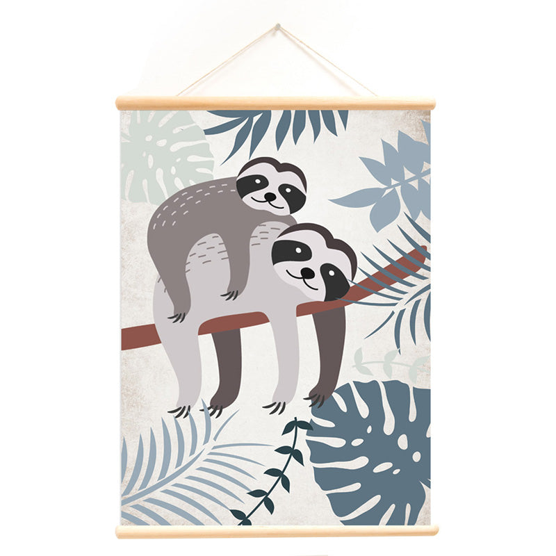 Deer Industries Poster, Kids Poster with Hanger Wild Animals Sloth, Kids Room Decor