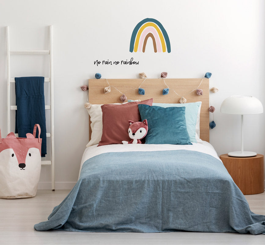 Deer Industries Pom Wall Decal Large Blue Rainbow Mix, Kids Room Wall Decor, Wall Decor for Girls